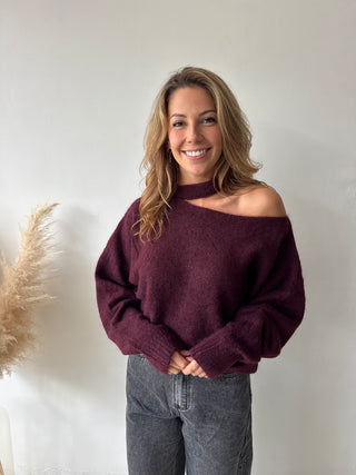 Burgundy cut out knit