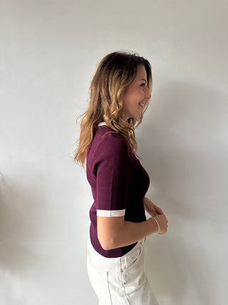 Heart detail burgundy top