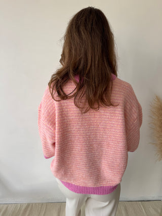 Fuchsia details pink knit