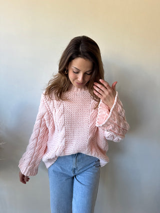 Pink cable knit