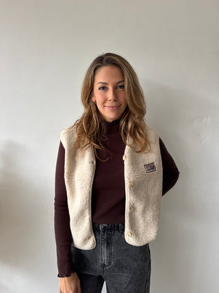 Beige teddy vest