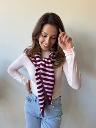 Burgundy pink striped scarf