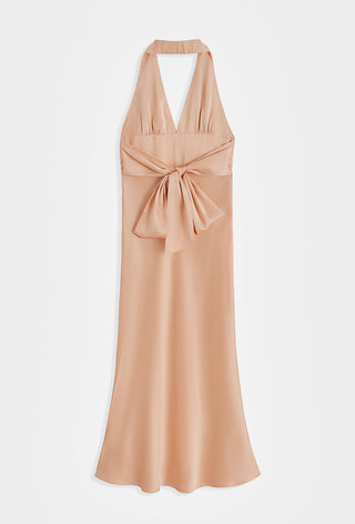 Peach satin maxi dress
