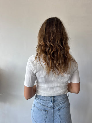 White ribbed top