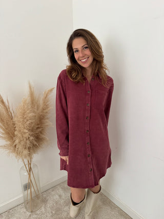 Burgundy denim dress