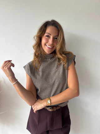 Soft taupe turtleneck top