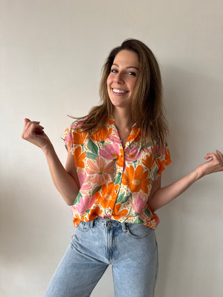 Pink orange blouse