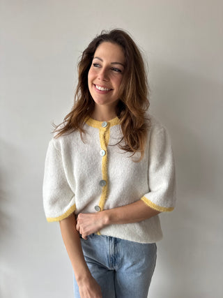 Yellow detail button knit