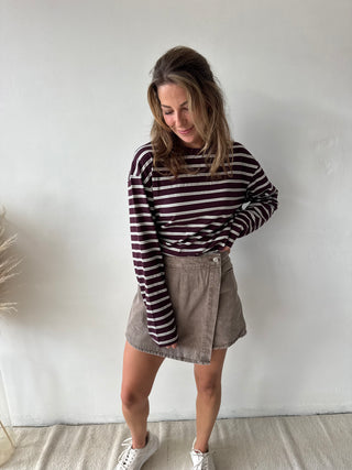 Taupe denim skort