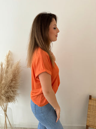 Orange V neck t-shirt