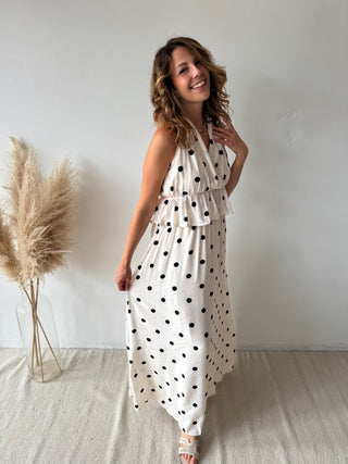 White polka dot set