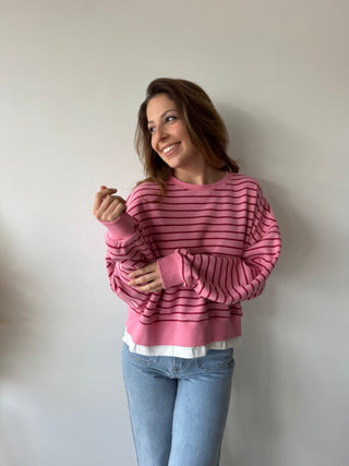 Pink striped sweater