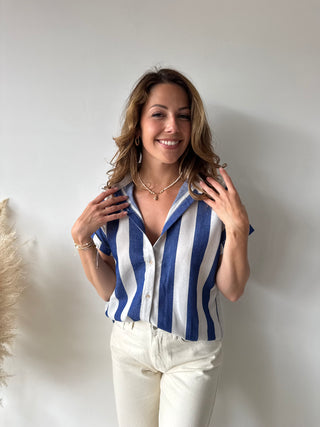 Blue white striped shirt