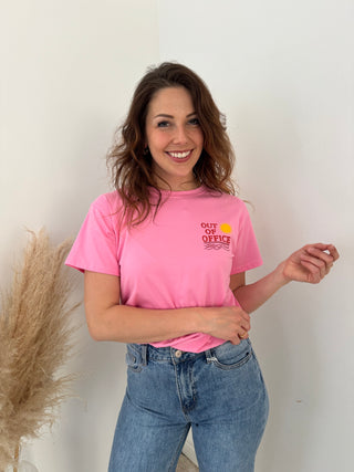 Out of office pink t-shirt
