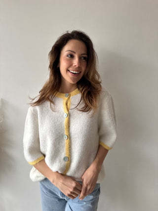 Yellow detail button knit