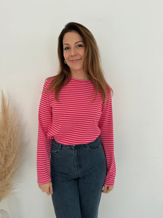 Fuchsia pink striped t-shirt