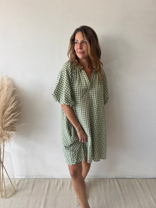 Green vichy dress