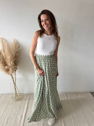 Green polka dots skirt