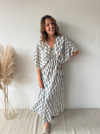 Blue leaves maxi dress