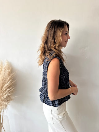 Navy smock top