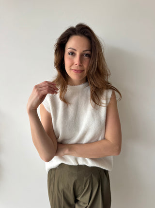 Lace open back white sweater