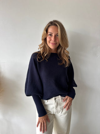 Soft boatneck navy knit