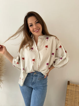 Palmtrees beige blouse