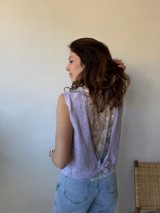 Lila flowered open back knit