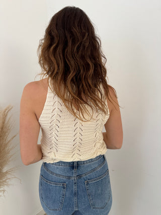 Beige crochet top