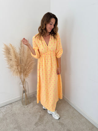 Pink hearts yellow dress