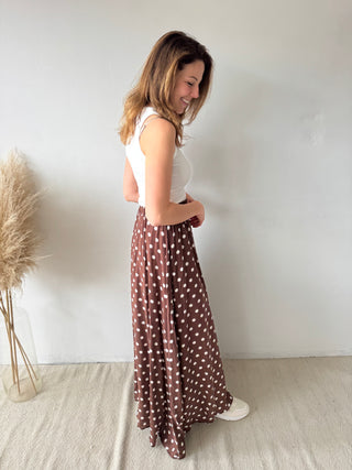 Brown polka dots skirt
