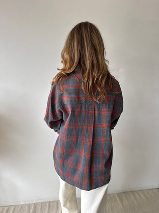 Grey orange checked shirt