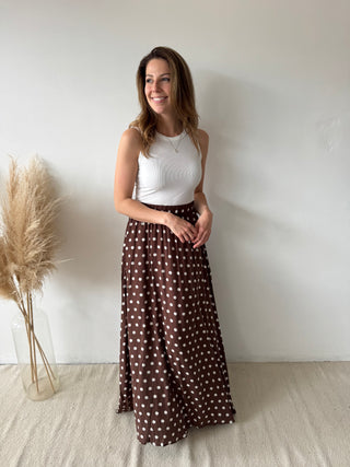 Brown polka dots skirt