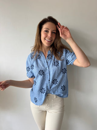 Blue flowered top