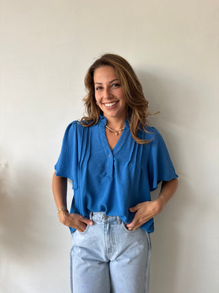 Cobalt flowy blouse