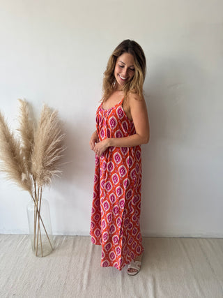 Pink orange flowy dress