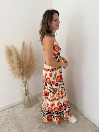 Colorful flowers maxi dress