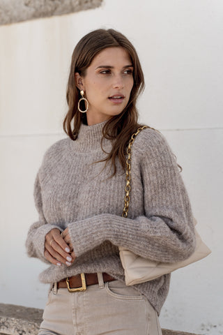 Soft simple taupe turtleneck knit