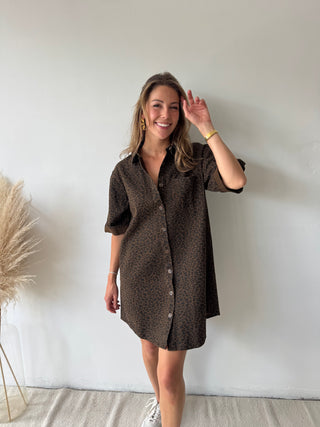 Leopard shirt dress