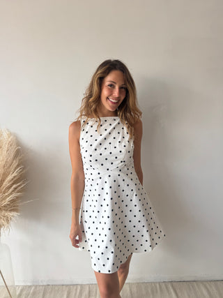 Bow back polka dot dress