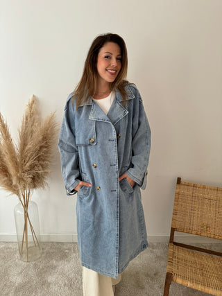 Denim long coat