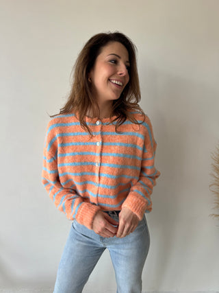Blue stripes peach knit