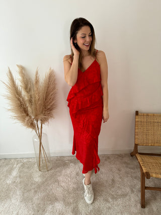 Red ruffle dress