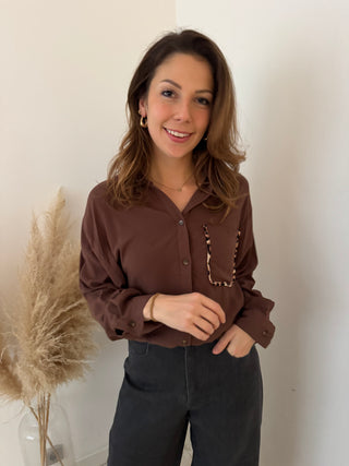 Leopard blouse brown blouse