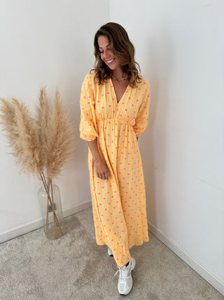 Pink hearts yellow dress