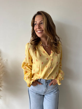 Orange leaves yellow tetra blouse