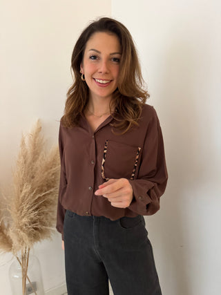 Leopard blouse brown blouse