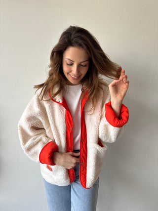 Orange teddy reversible jacket