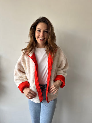 Orange teddy reversible jacket