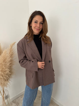 Burgundy checked blazer
